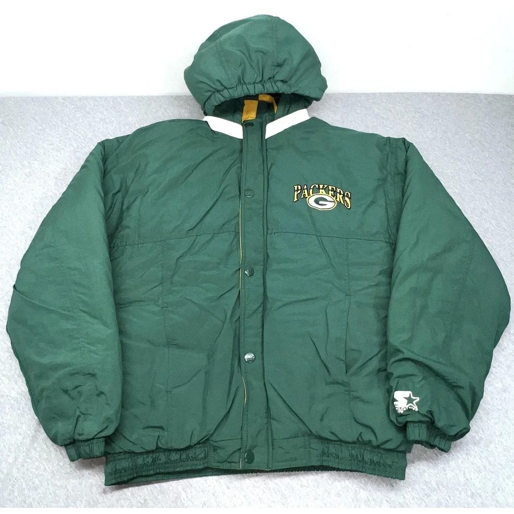 Vintage Green Bay Packers Jacket Mens XL Green NFL Football Starter Coat 90s